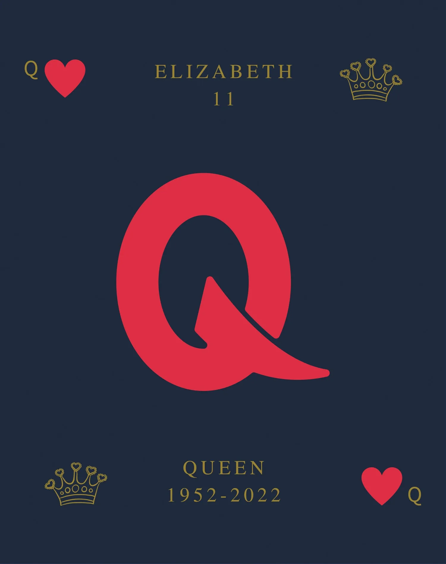 UA Queen's Platinum Jubilee Elizabeth II Heart Queen Women's T-shirt (Navy)