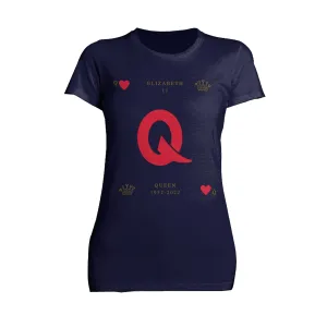 UA Queen's Platinum Jubilee Elizabeth II Heart Queen Women's T-shirt (Navy)