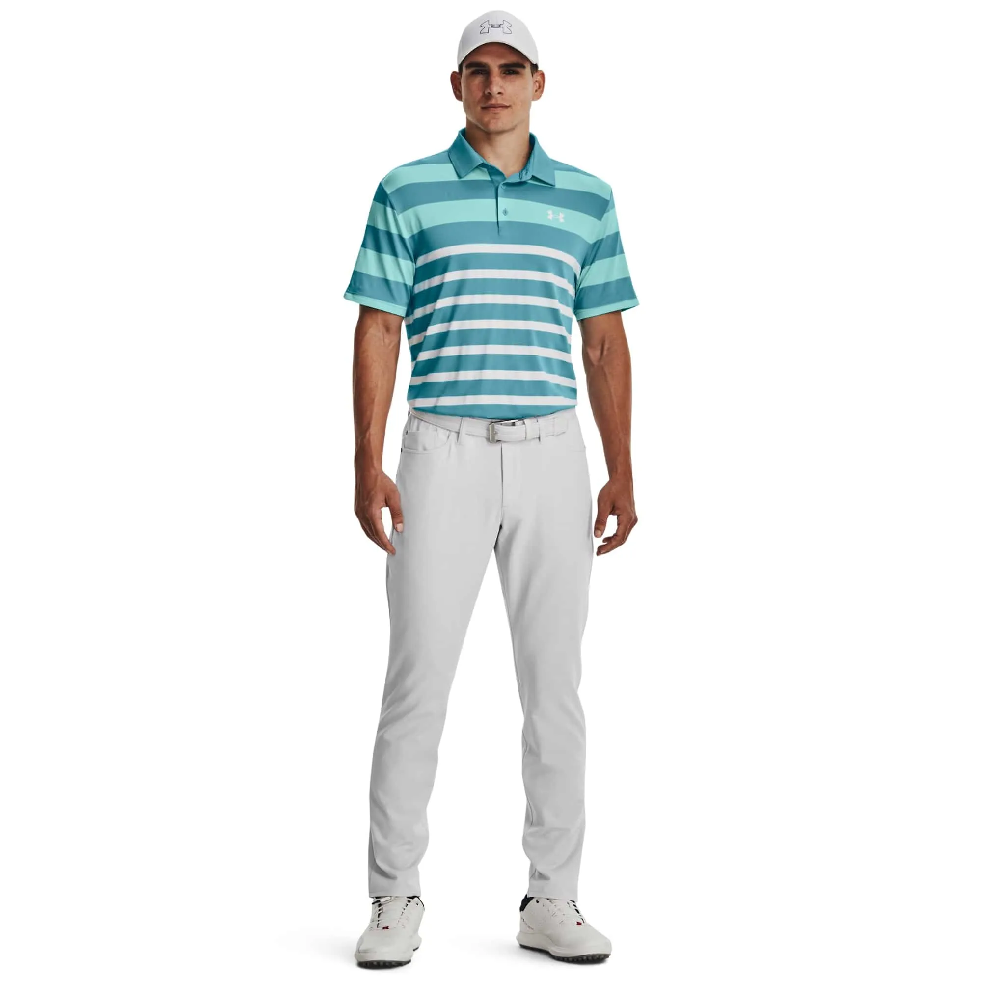Under Armour Mens Playoff 3.0 Stripe Polo - GLACIER BLUE/BLUE FOAM/WHITE