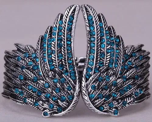 Unique Angel Wings Feather Biker Bracelet