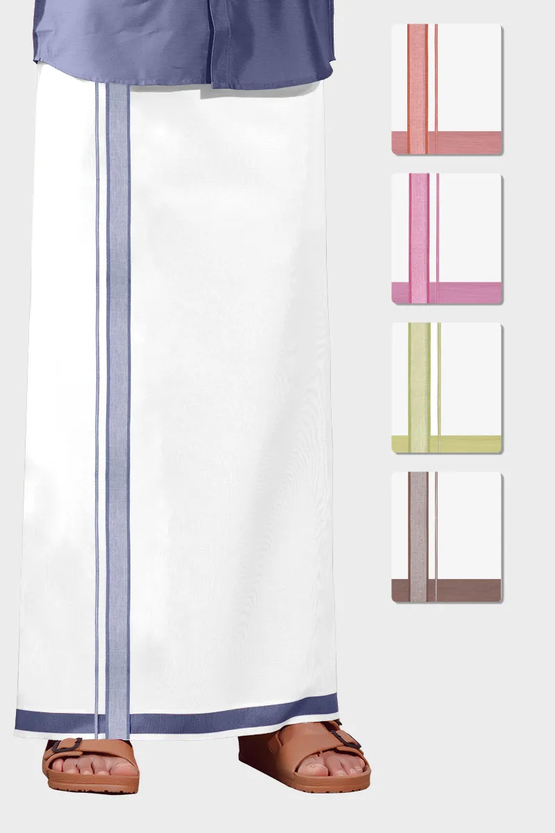 Unique Navya - Leaf Green Smooth Cotton Double Layered Dhoti With Fancy Borders | Uathayam