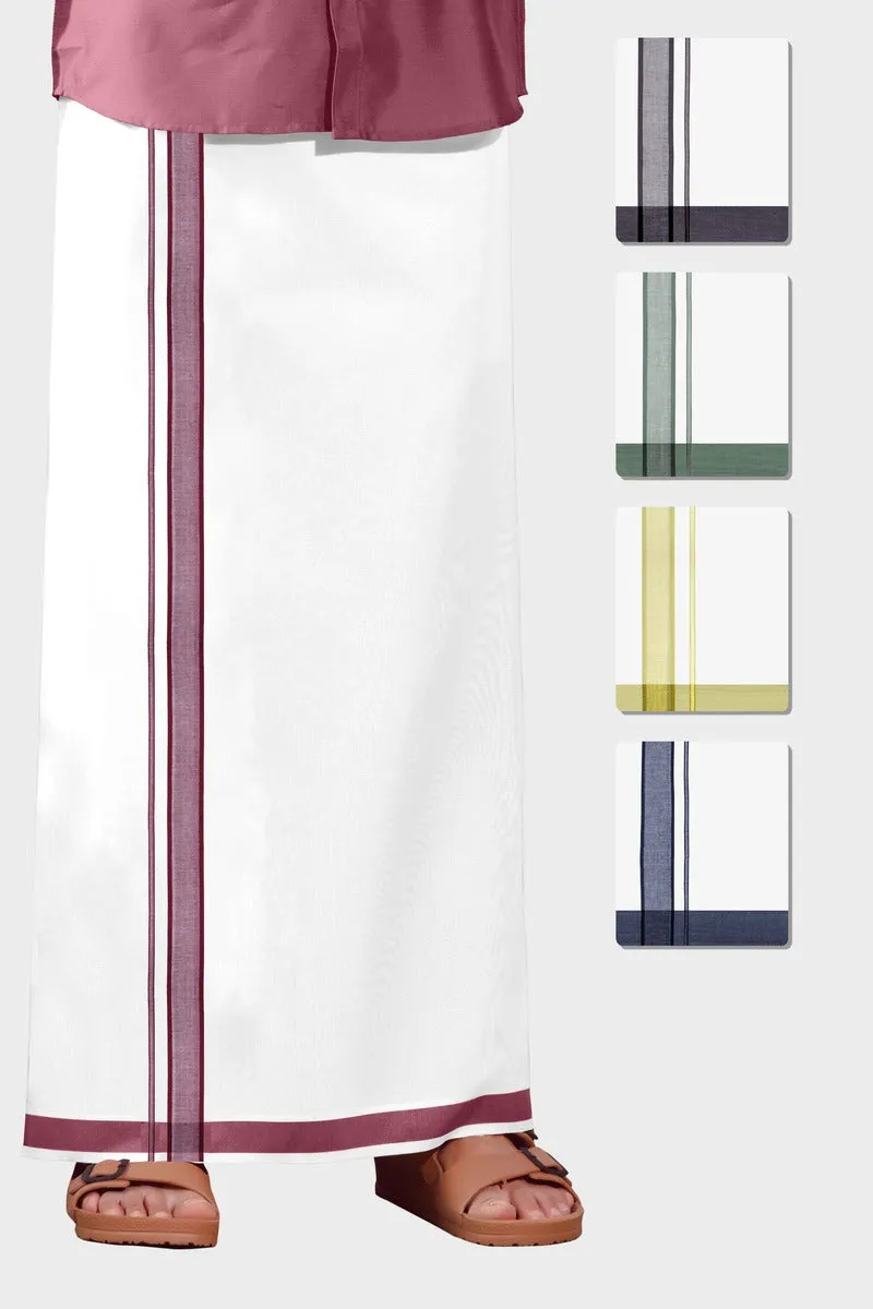 Unique Navya - Leaf Green Smooth Cotton Double Layered Dhoti With Fancy Borders | Uathayam