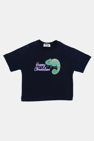 Unisex Baby Navy "Happy Chameleon" Cotton T-Shirt