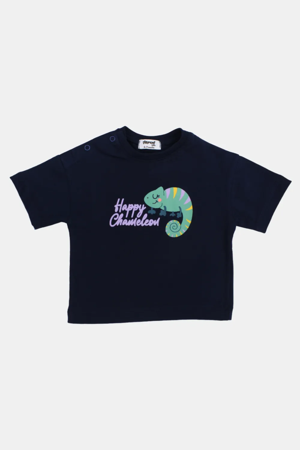 Unisex Baby Navy "Happy Chameleon" Cotton T-Shirt