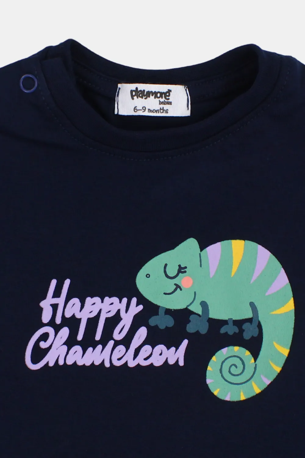 Unisex Baby Navy "Happy Chameleon" Cotton T-Shirt