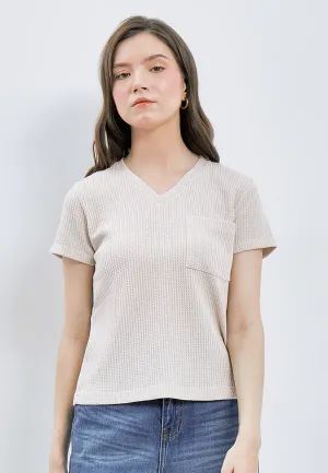 V-neck Waffle T-shirt with Pocket