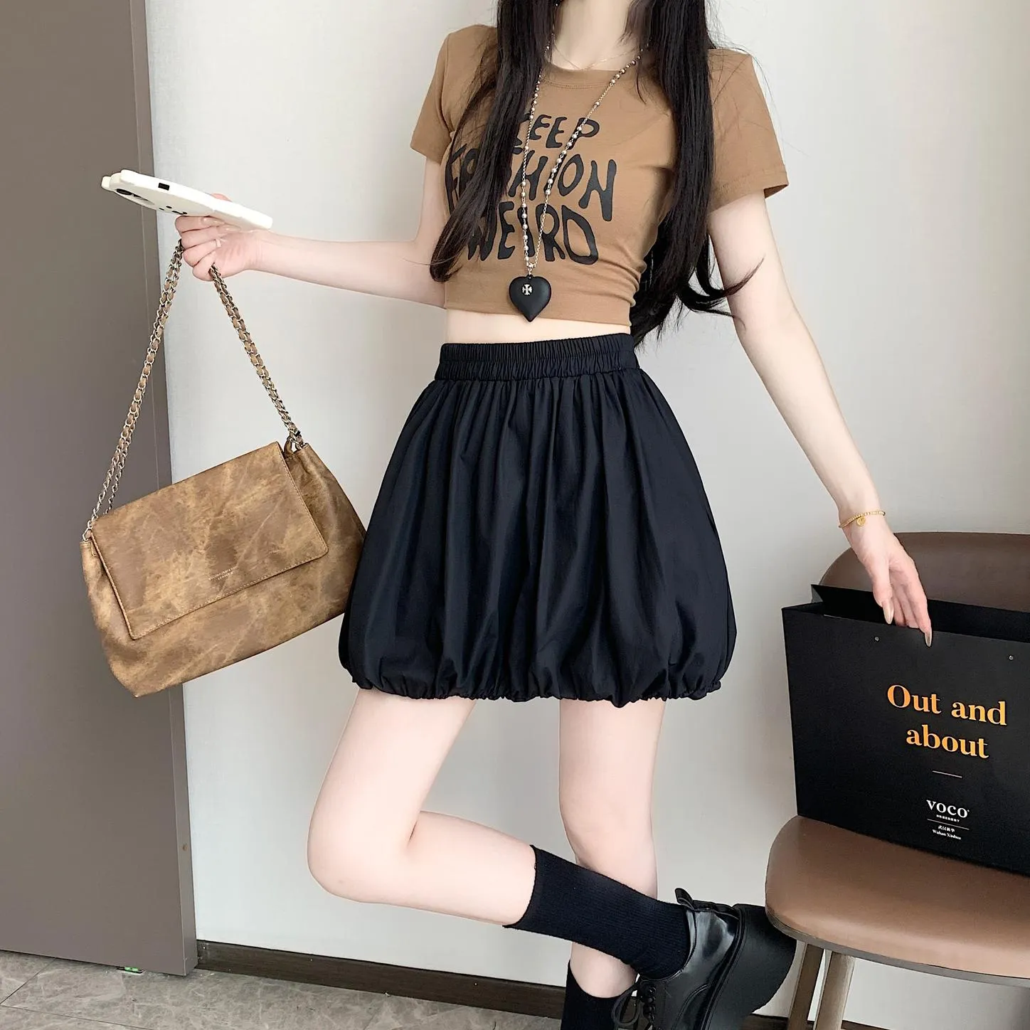 Versatile Elastic-Waisted A-Line Skirt for Women