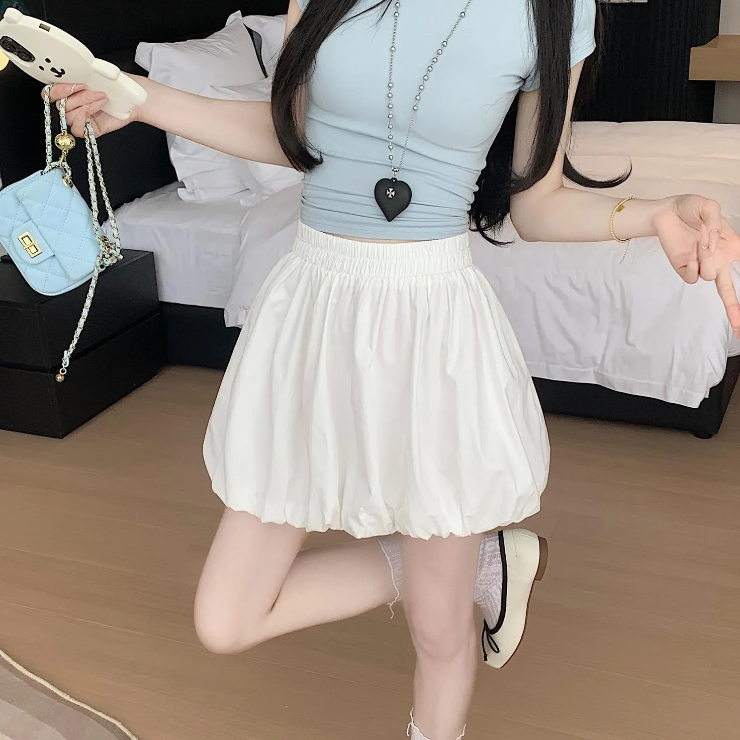 Versatile Elastic-Waisted A-Line Skirt for Women