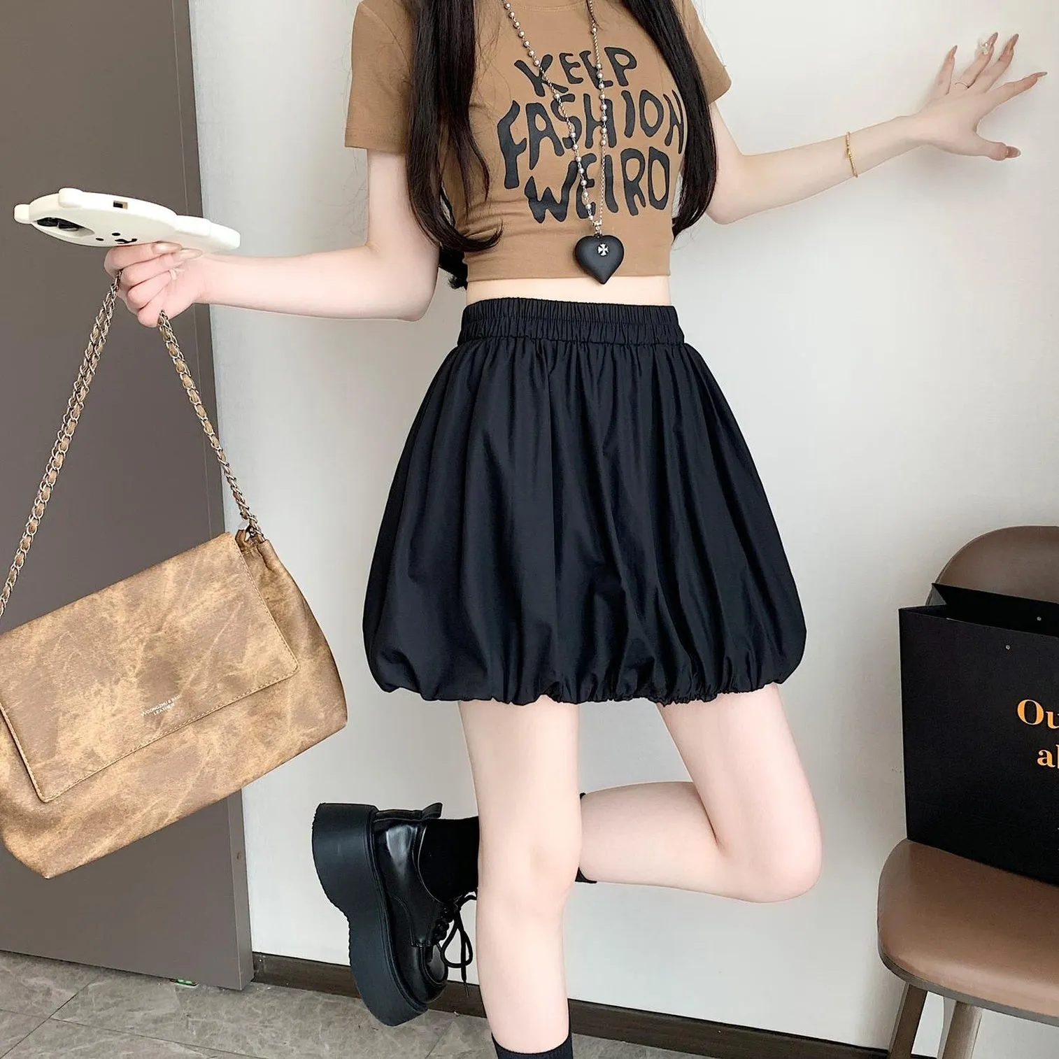 Versatile Elastic-Waisted A-Line Skirt for Women