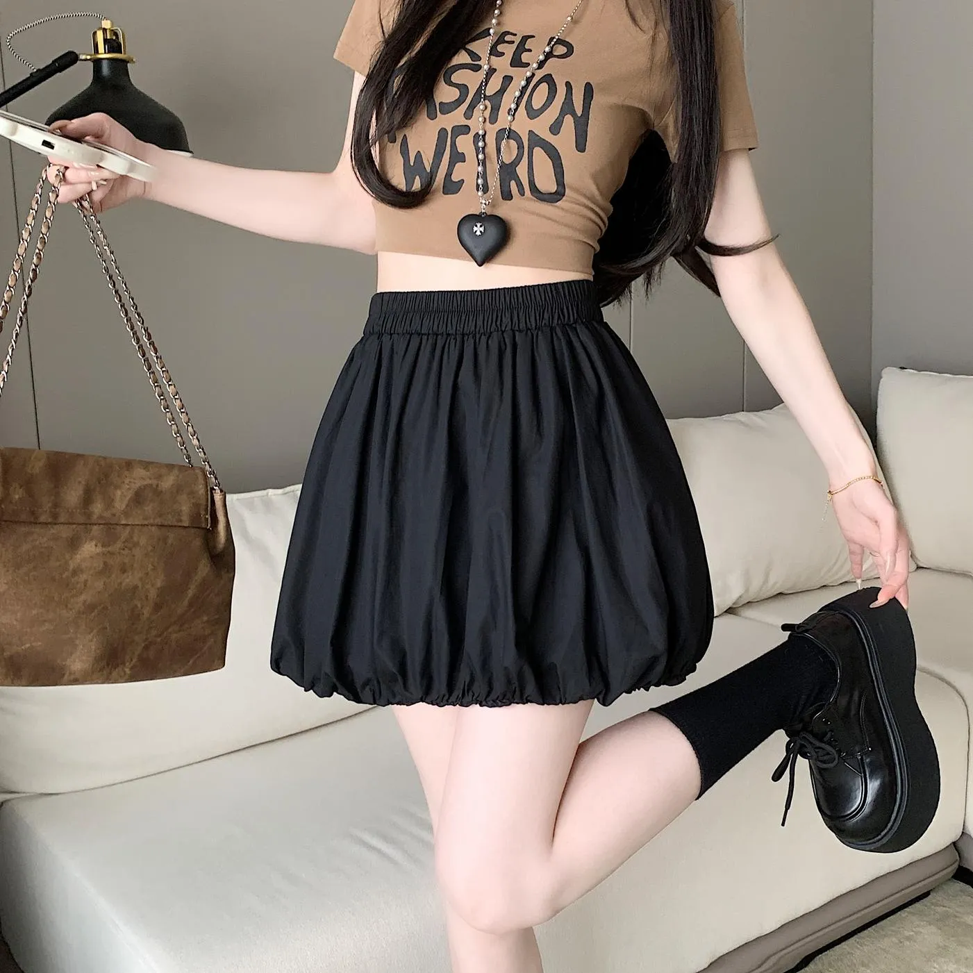 Versatile Elastic-Waisted A-Line Skirt for Women