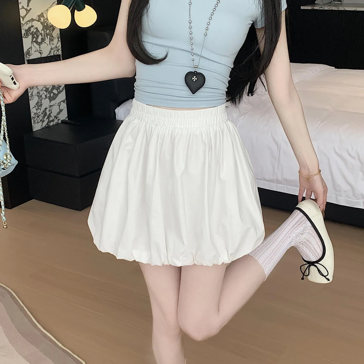 Versatile Elastic-Waisted A-Line Skirt for Women