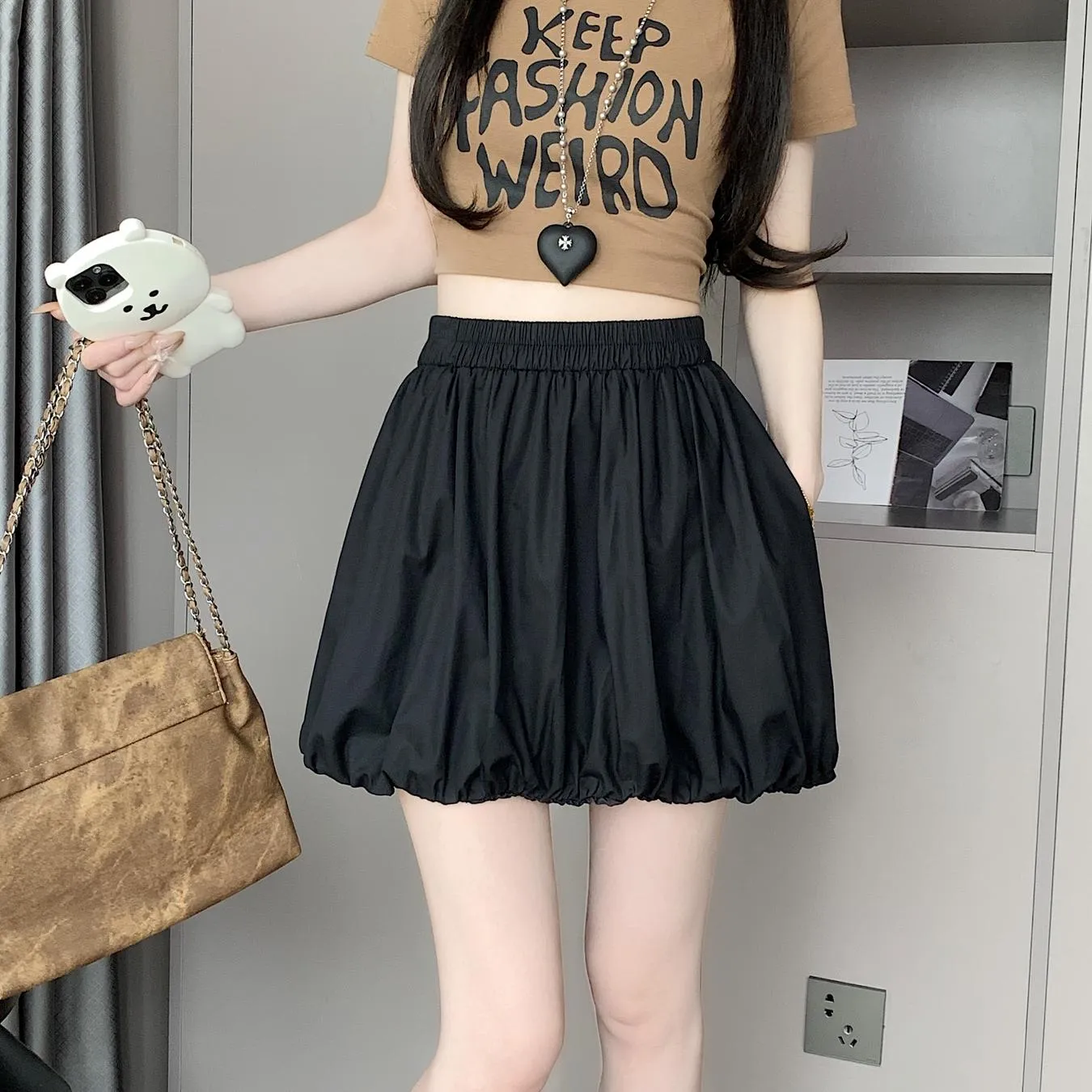 Versatile Elastic-Waisted A-Line Skirt for Women