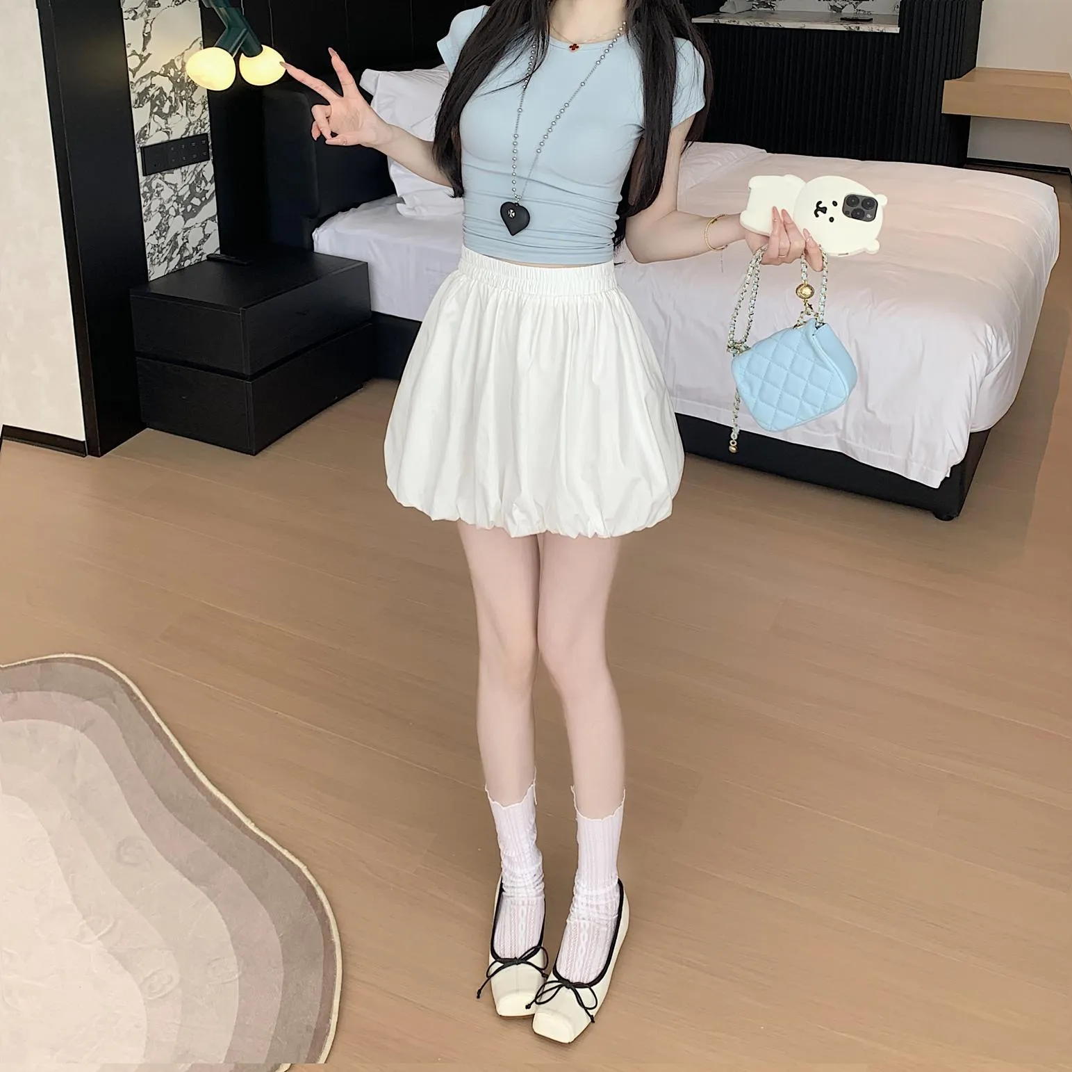 Versatile Elastic-Waisted A-Line Skirt for Women