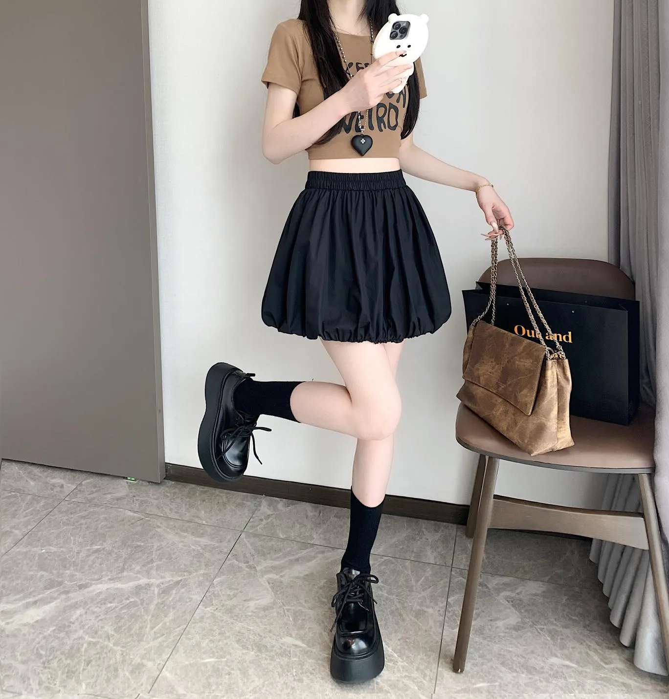 Versatile Elastic-Waisted A-Line Skirt for Women