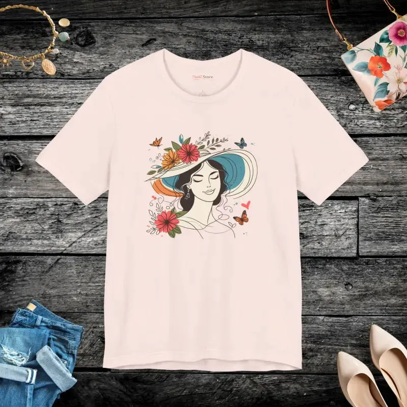 Vibrant Unisex Jersey Tee with Fun Hat and Floral Flair
