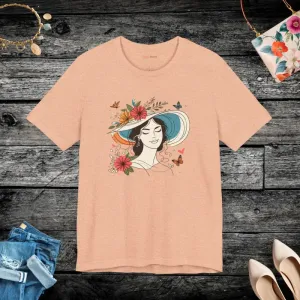 Vibrant Unisex Jersey Tee with Fun Hat and Floral Flair