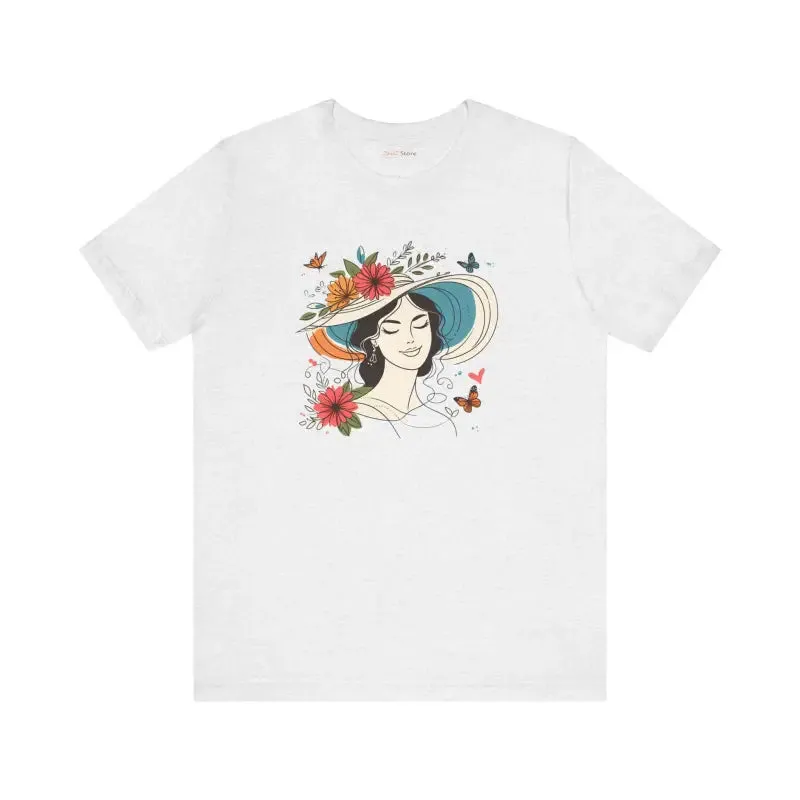 Vibrant Unisex Jersey Tee with Fun Hat and Floral Flair