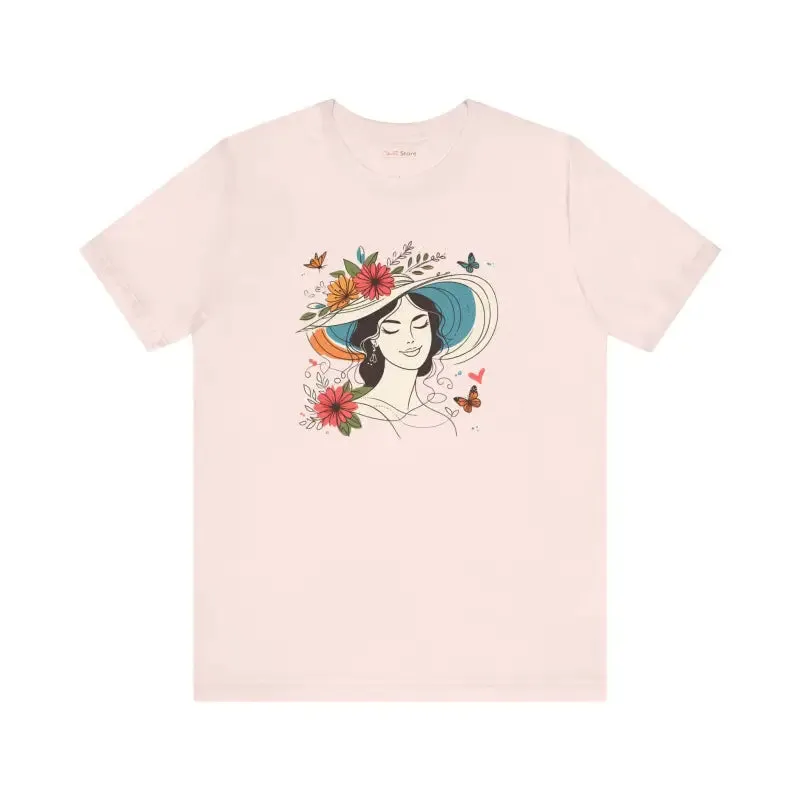 Vibrant Unisex Jersey Tee with Fun Hat and Floral Flair
