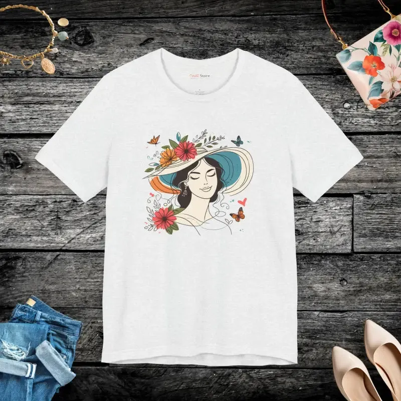 Vibrant Unisex Jersey Tee with Fun Hat and Floral Flair