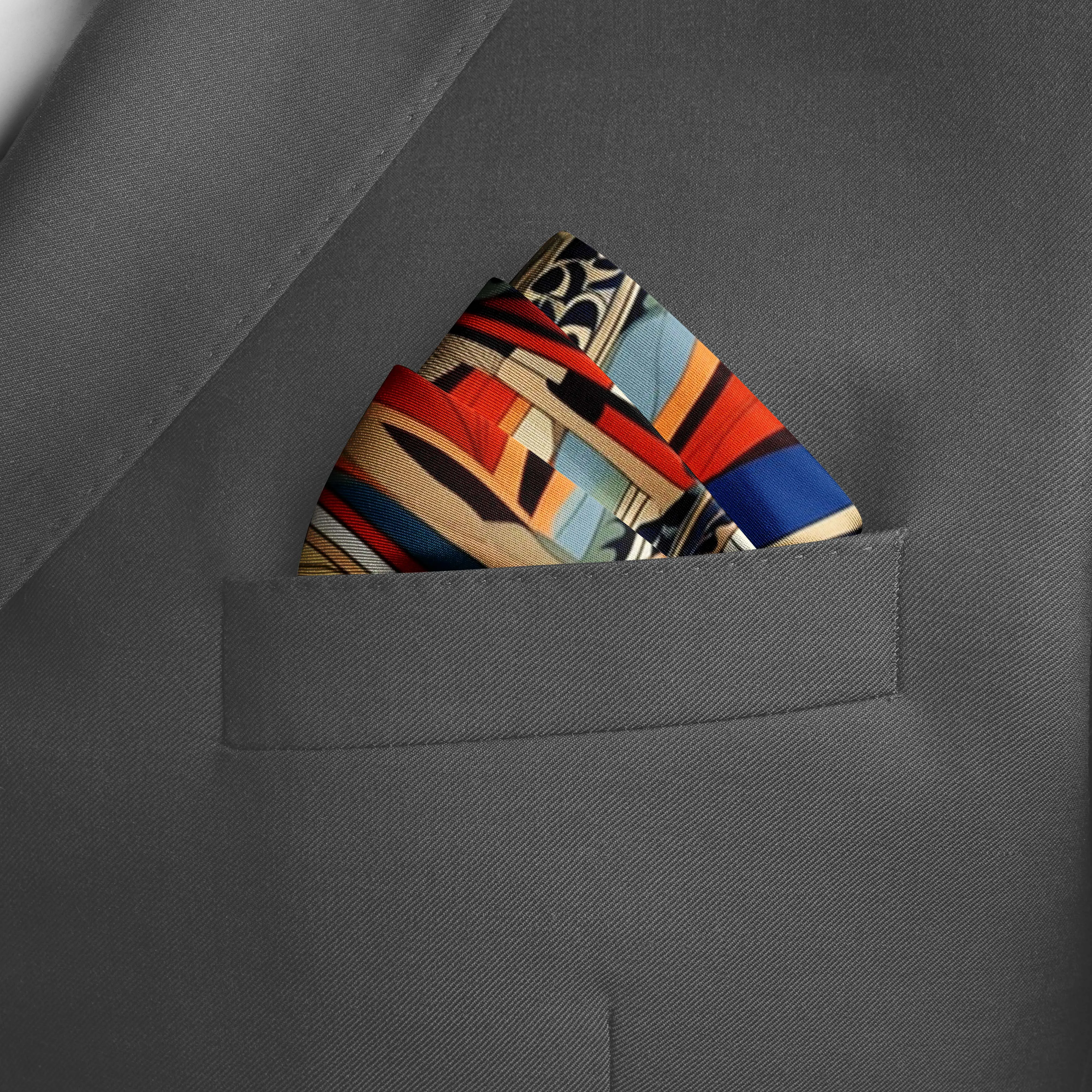 VINTAGE ART SILK POCKET SQUARE