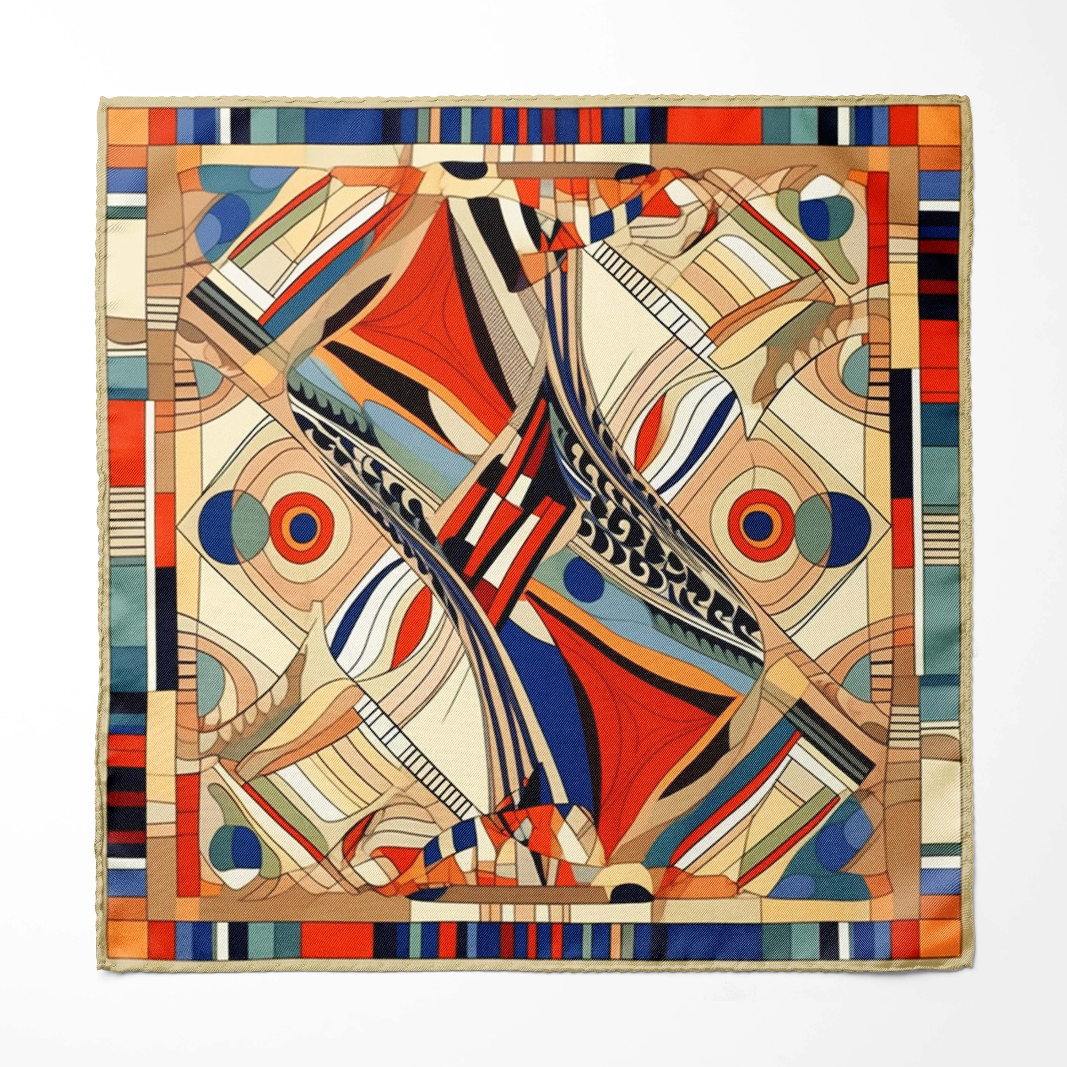 VINTAGE ART SILK POCKET SQUARE
