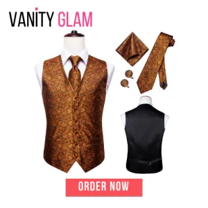 Vintage Brown Paisley Formal Vest