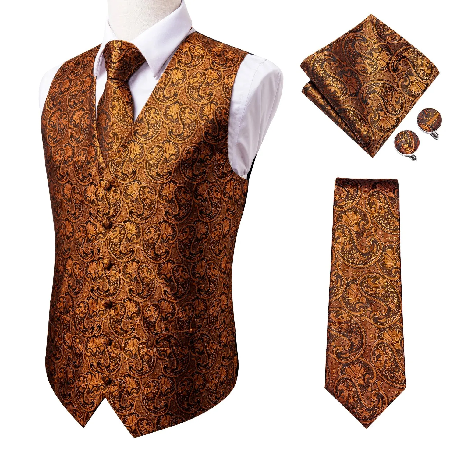 Vintage Brown Paisley Formal Vest