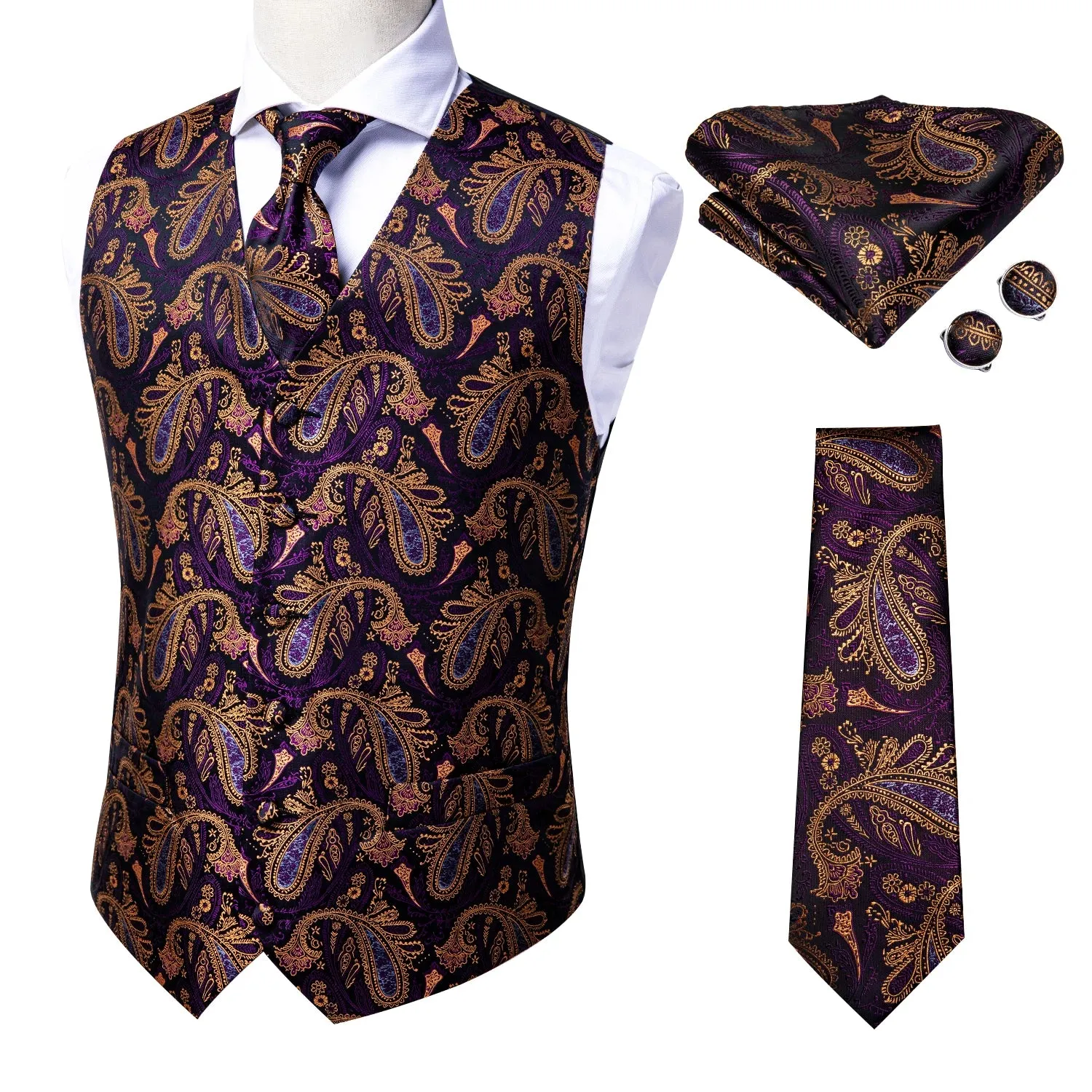 Vintage Brown Paisley Formal Vest
