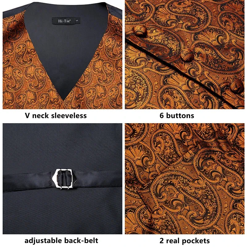 Vintage Brown Paisley Formal Vest