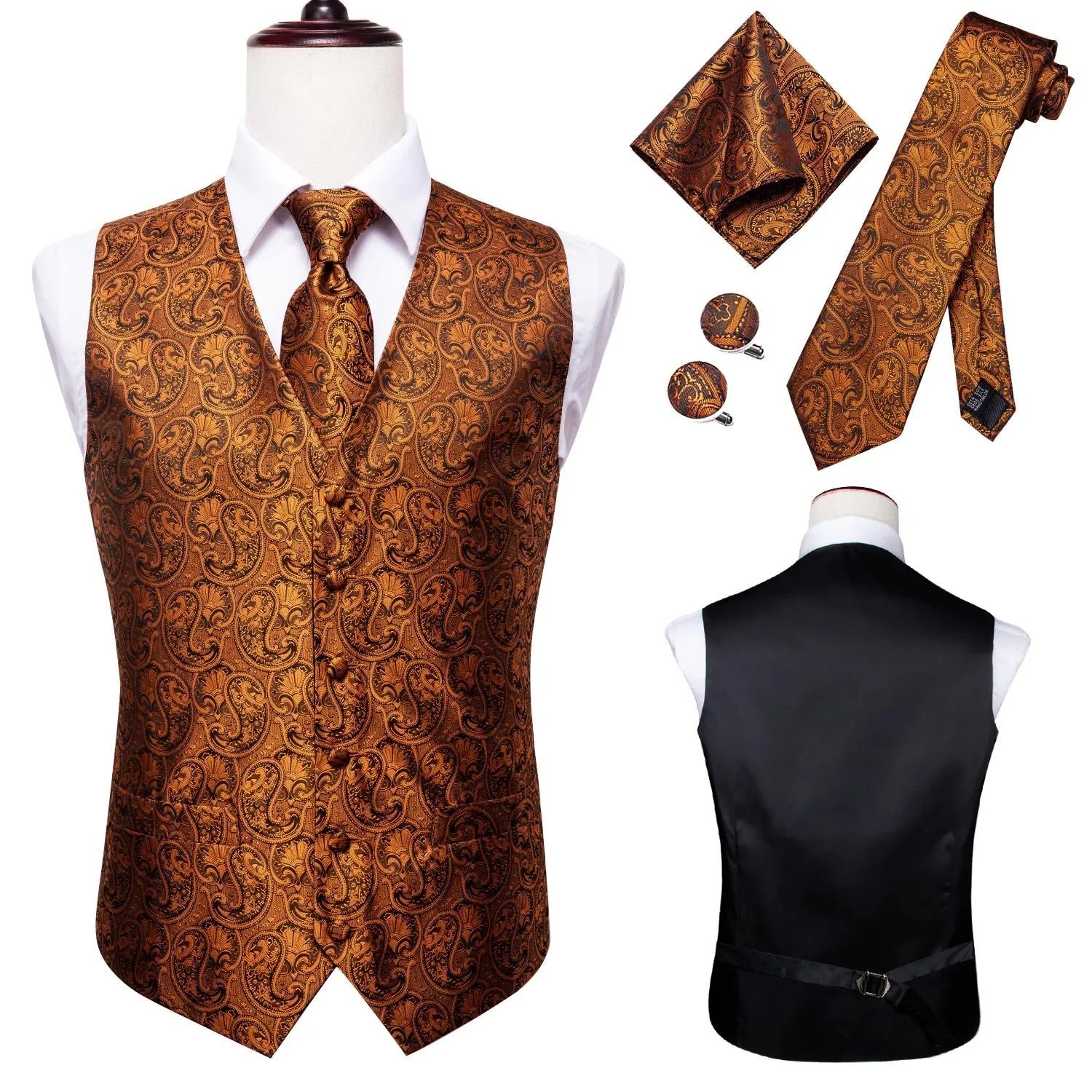 Vintage Brown Paisley Formal Vest
