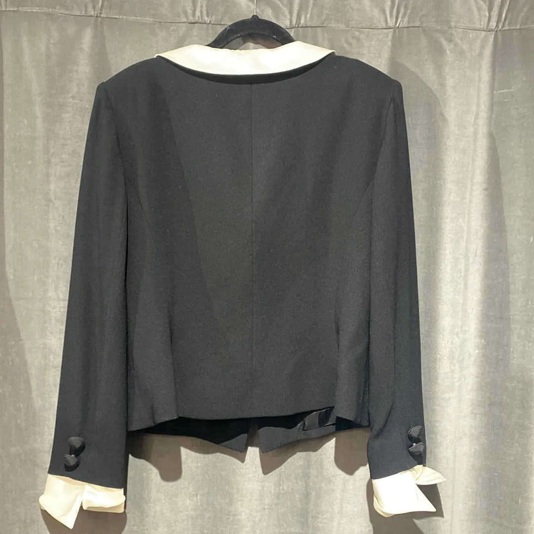 Vintage: Christian Dior Black Jacket with Removable White Collar and Cuffs