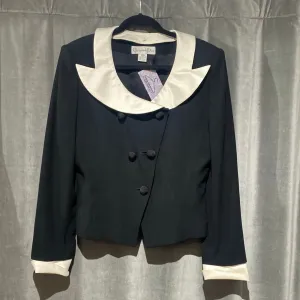 Vintage: Christian Dior Black Jacket with Removable White Collar and Cuffs