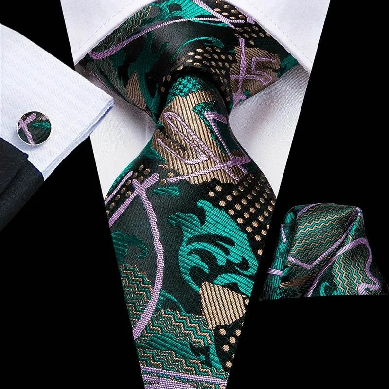 Vintage Floral Silk Tie Set for Men