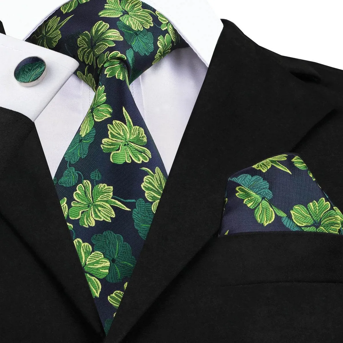 Vintage Floral Silk Tie Set for Men