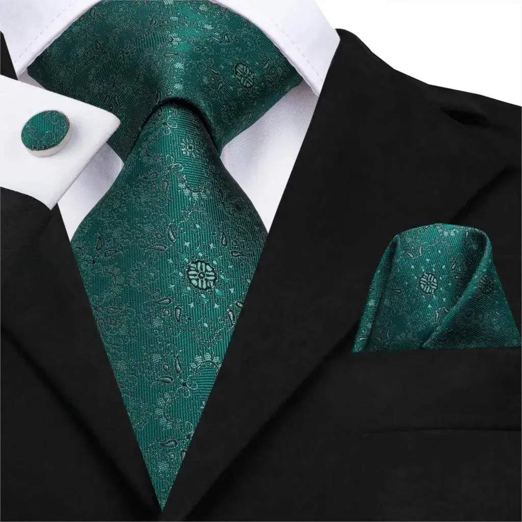 Vintage Floral Silk Tie Set for Men