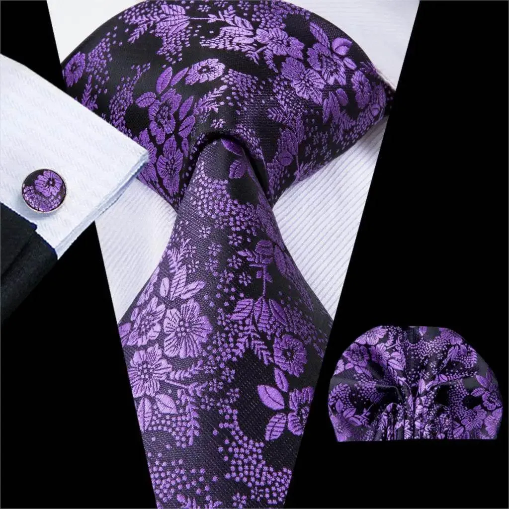 Vintage Floral Silk Tie Set for Men