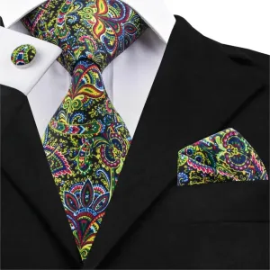 Vintage Floral Silk Tie Set for Men