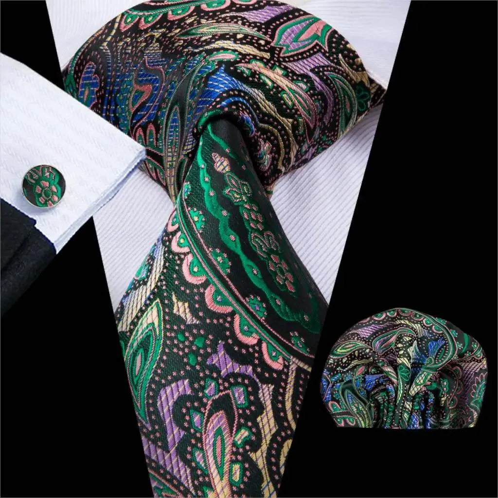 Vintage Floral Silk Tie Set for Men