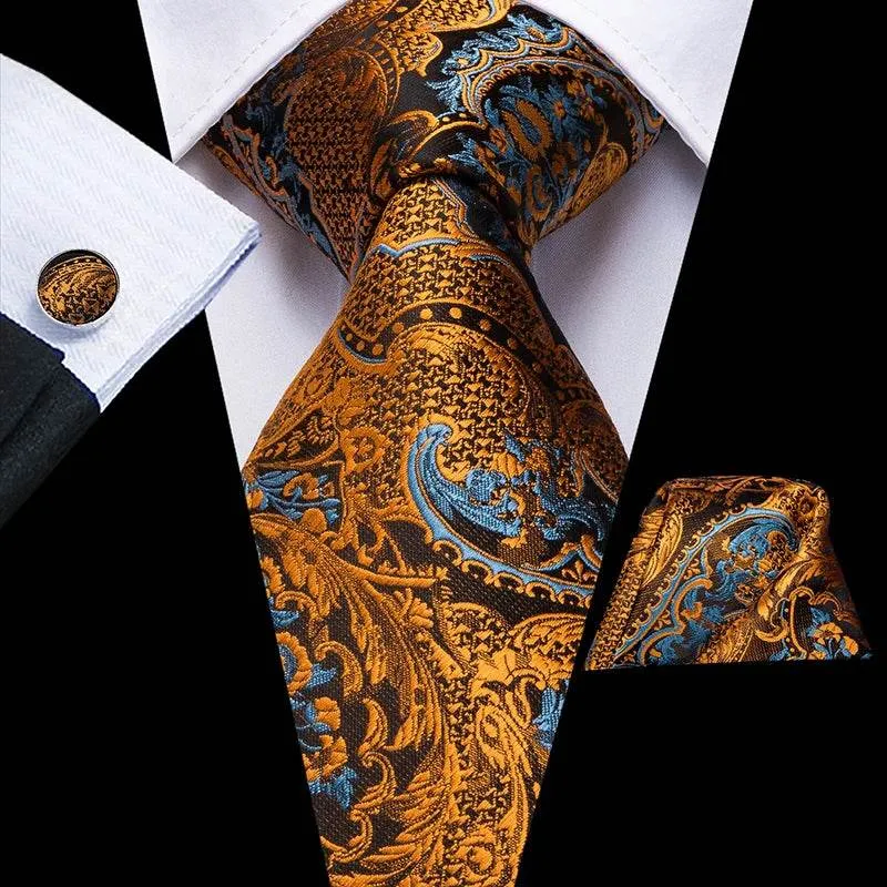 Vintage Floral Silk Tie Set for Men