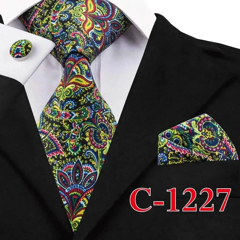 Vintage Floral Silk Tie Set for Men