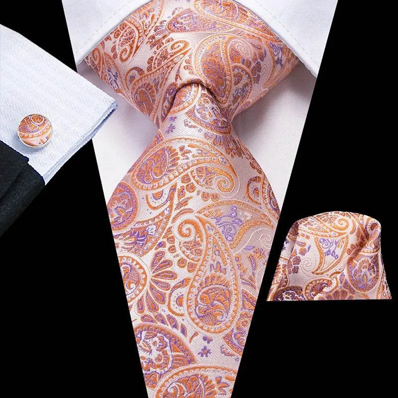 Vintage Floral Silk Tie Set for Men