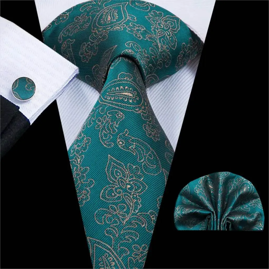 Vintage Floral Silk Tie Set for Men