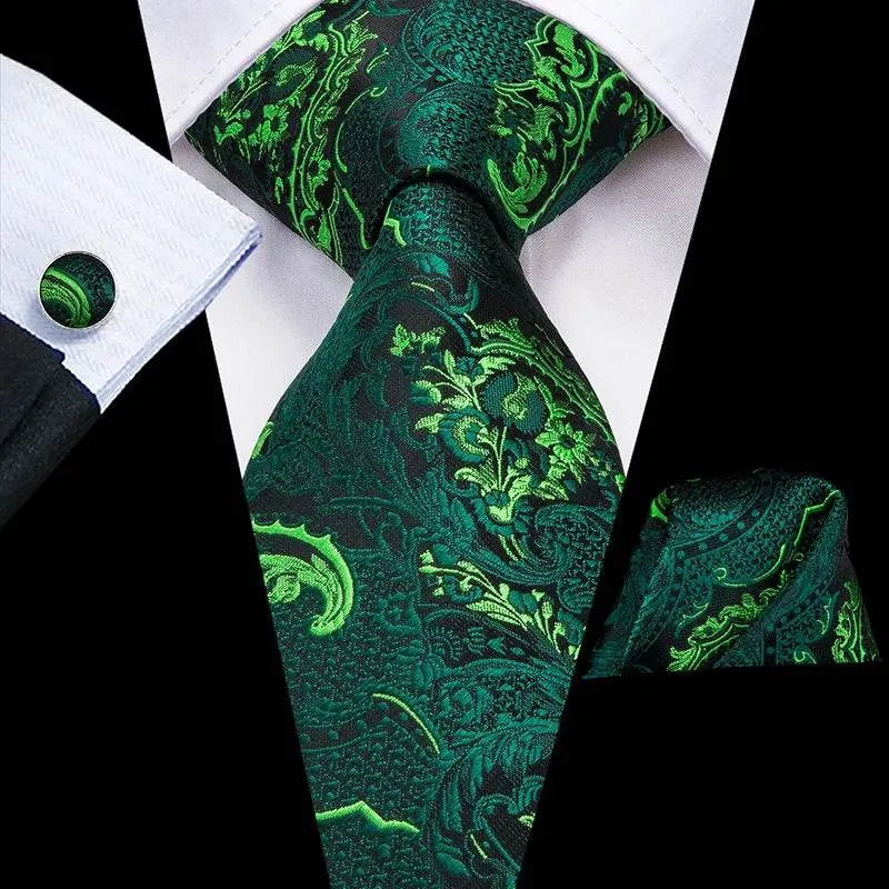 Vintage Floral Silk Tie Set for Men