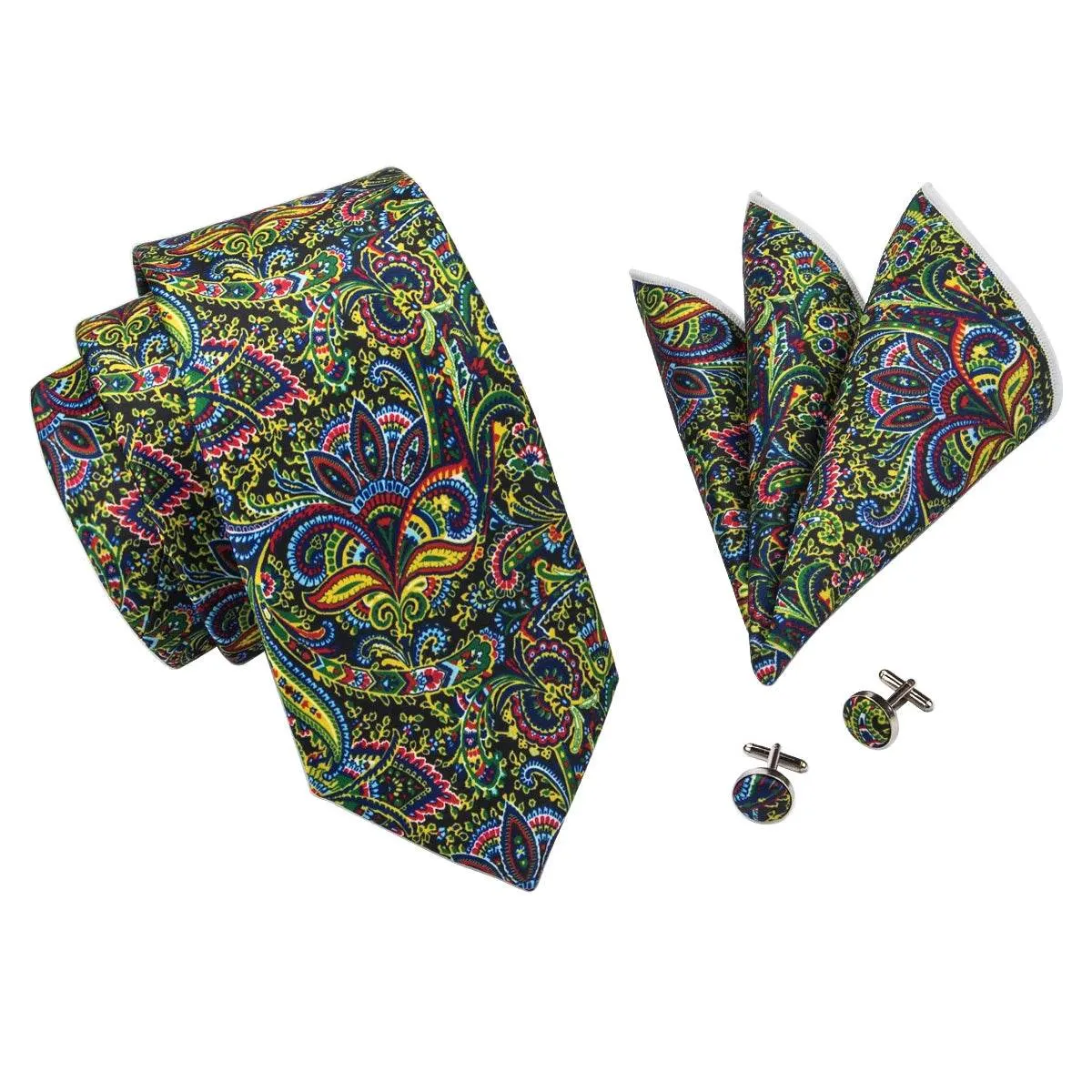 Vintage Floral Silk Tie Set for Men