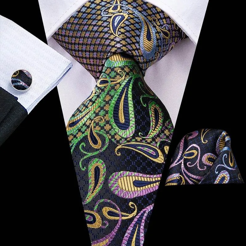 Vintage Floral Silk Tie Set for Men