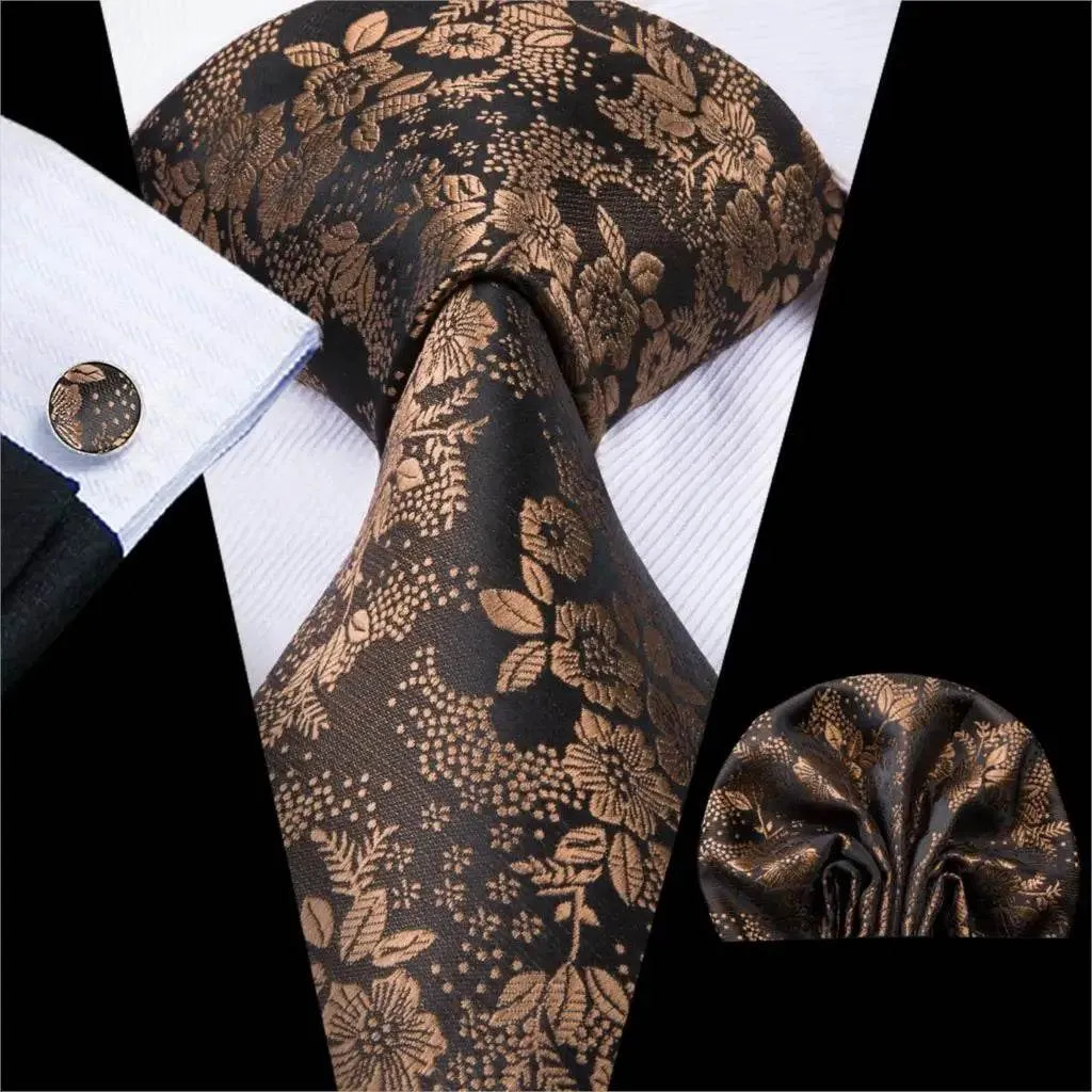 Vintage Floral Silk Tie Set for Men