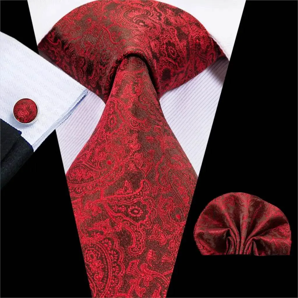 Vintage Floral Silk Tie Set for Men