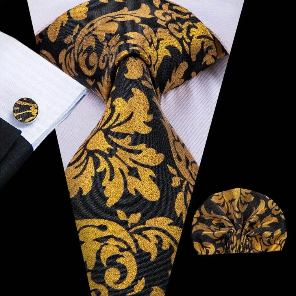 Vintage Floral Silk Tie Set for Men