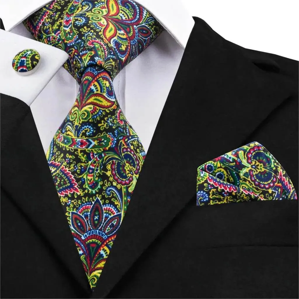 Vintage Floral Silk Tie Set for Men