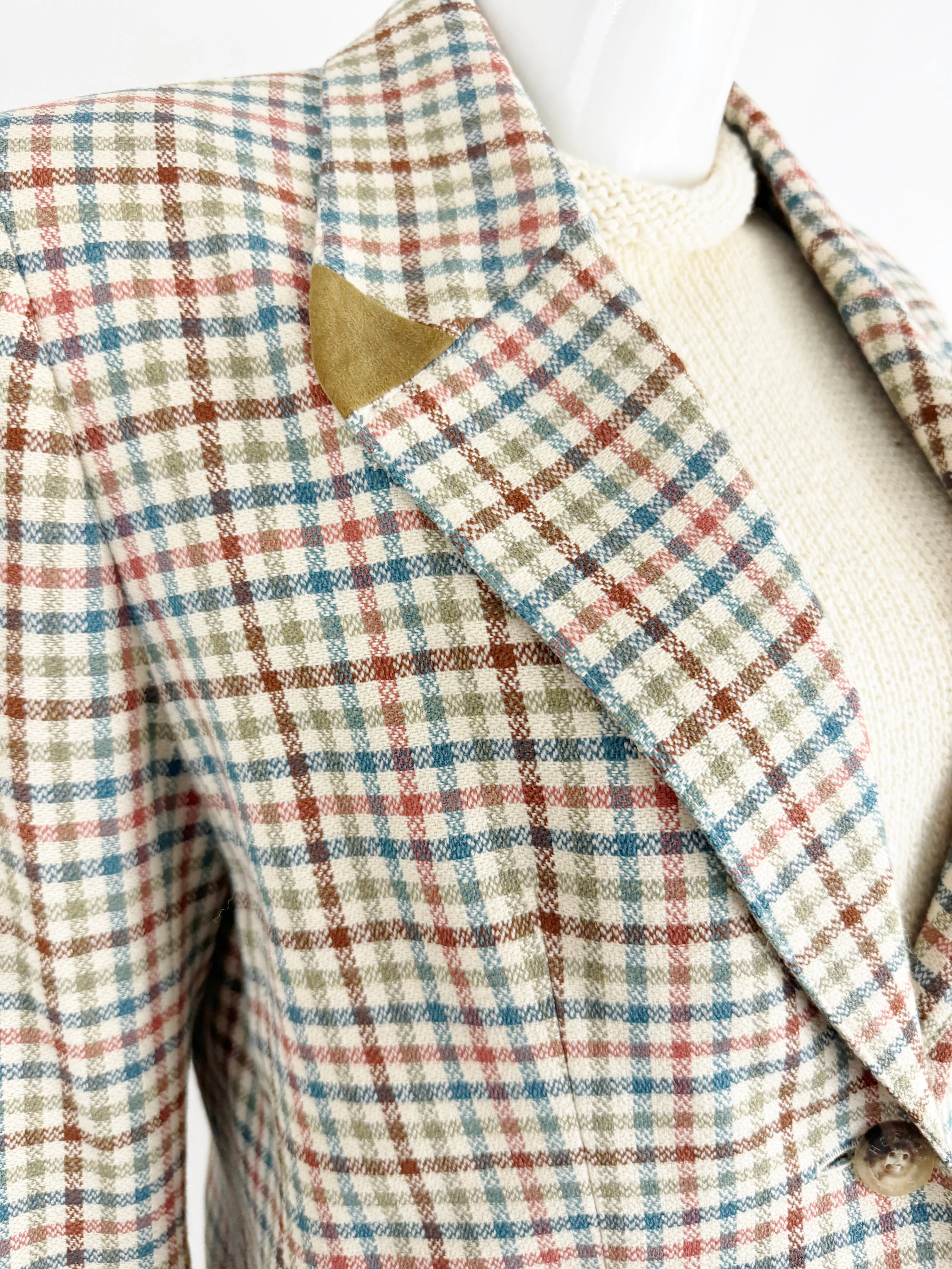 Vintage Hermes Wool Check Blazer Size L